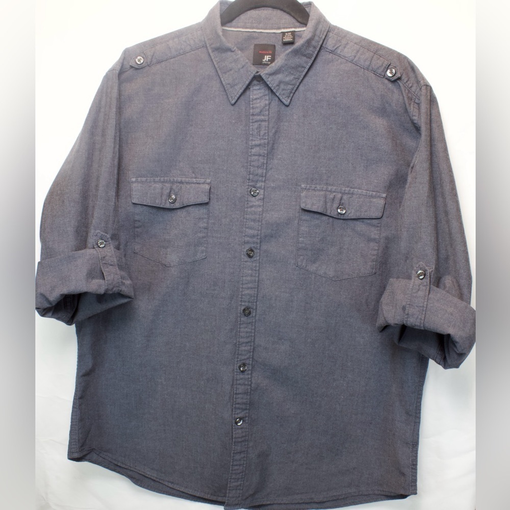 JF J.Ferrar Men's Rolled-Up Casual Shirt XL Neck Size 17-17.5